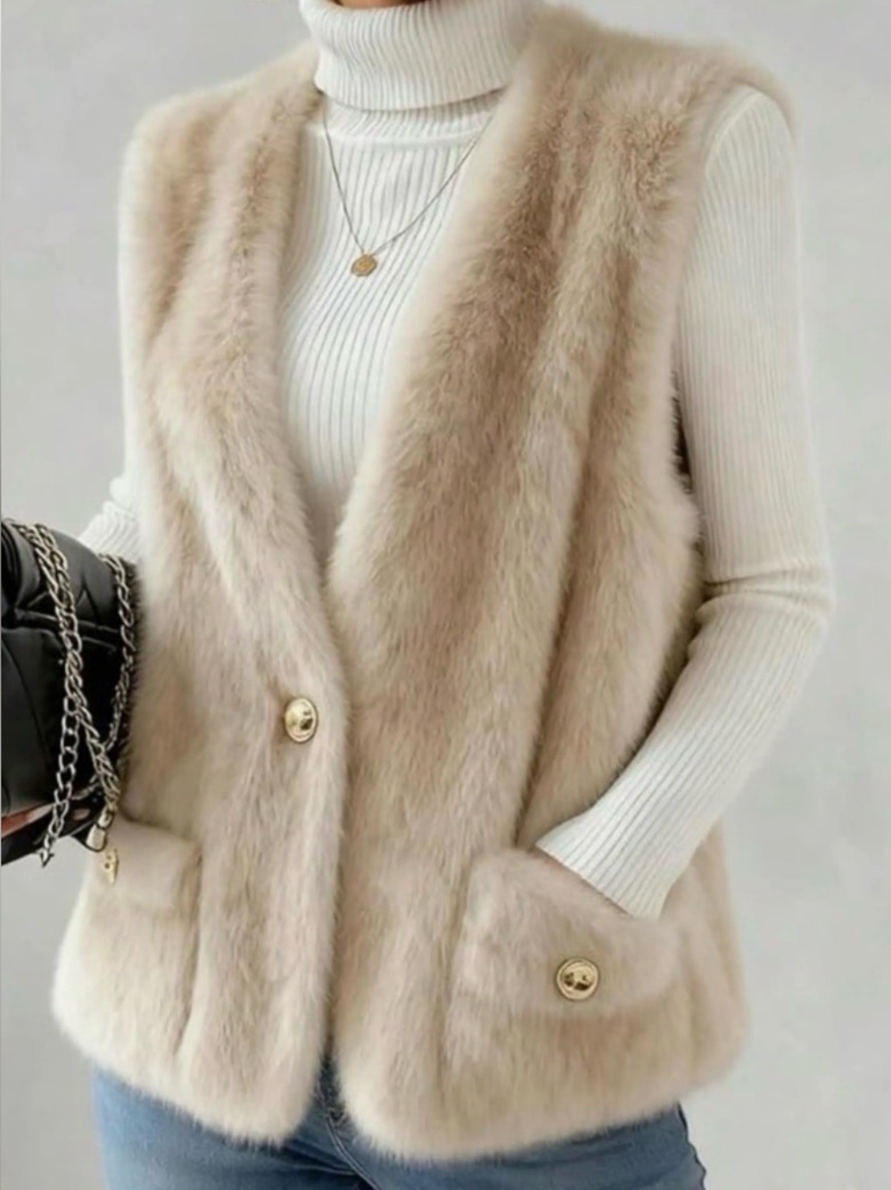 Super Soft Elegant Vest With Gold Hardware Size Medium